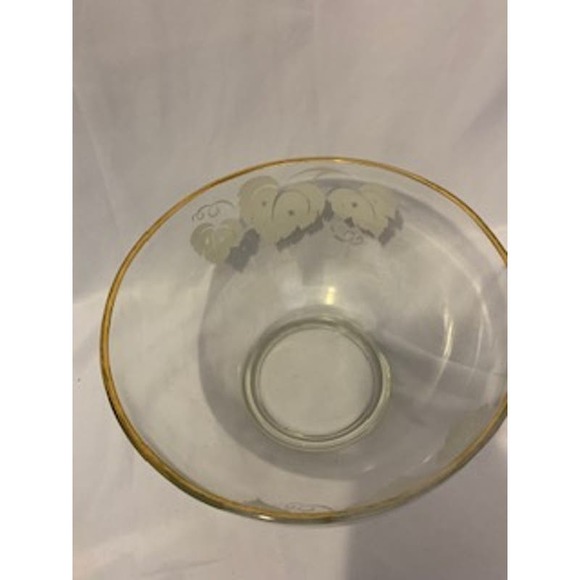 Anchor Hocking VTG Punch Bowl Etched White Grape Leaves - Picture 3 of 7
